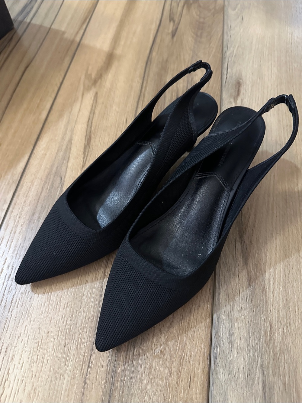 French Connection Black Pointed Slingback Heels